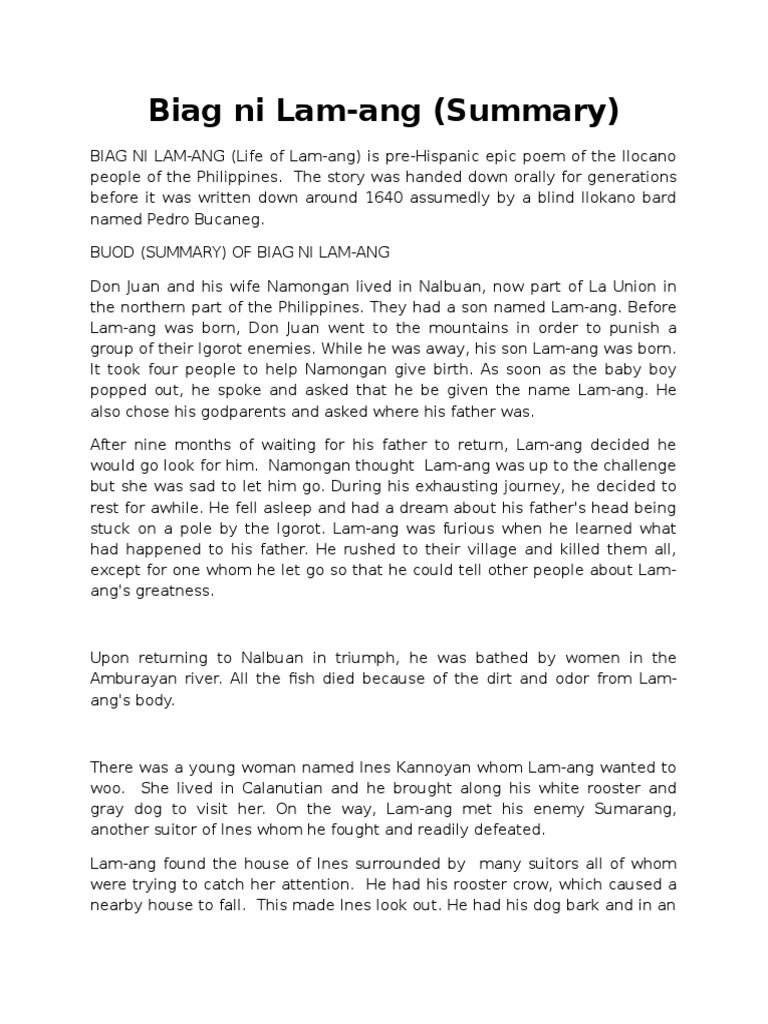 Biag_ni_Lamang_Summary_BIAG_NI_LAM.docx Epic Poetry Philippines