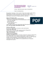 Address of Standards Organization:: Sterility 11135-1 First Edition 2007-05-01 03/16/2012 ISO