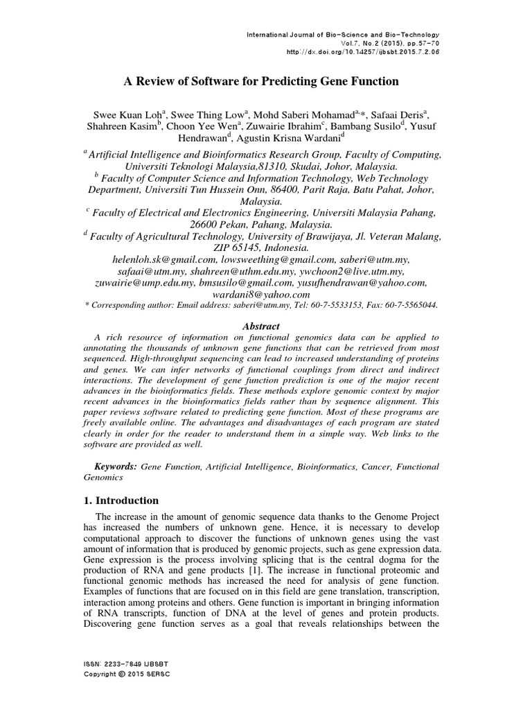 A Review of Software For Predicting Gene Function | PDF | Blast | Gene