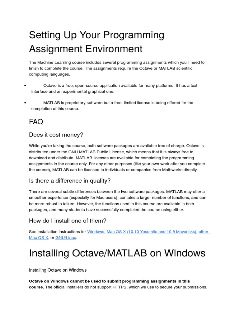 Setting Up Your Programming Assignment Environment | Download Free PDF ...