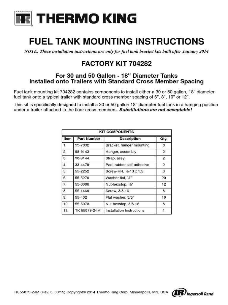 Fuel Tank Mounting Kit 704282 558792IM PDF Tanks Nut (Hardware)