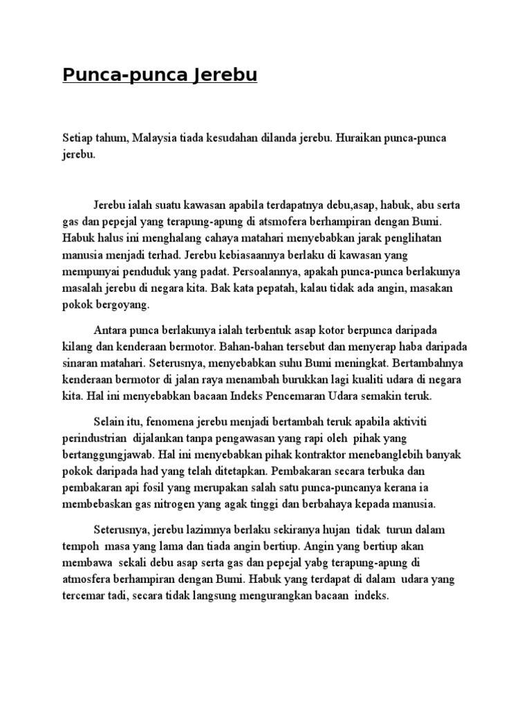 Punca-Punca Jerebu | PDF