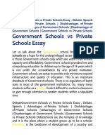 Government Schools Vs Private Schools Essay