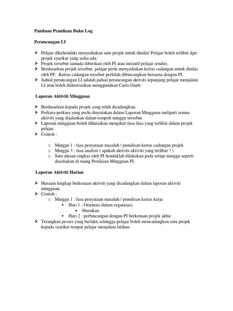 Panduan Penulisan Buku Log