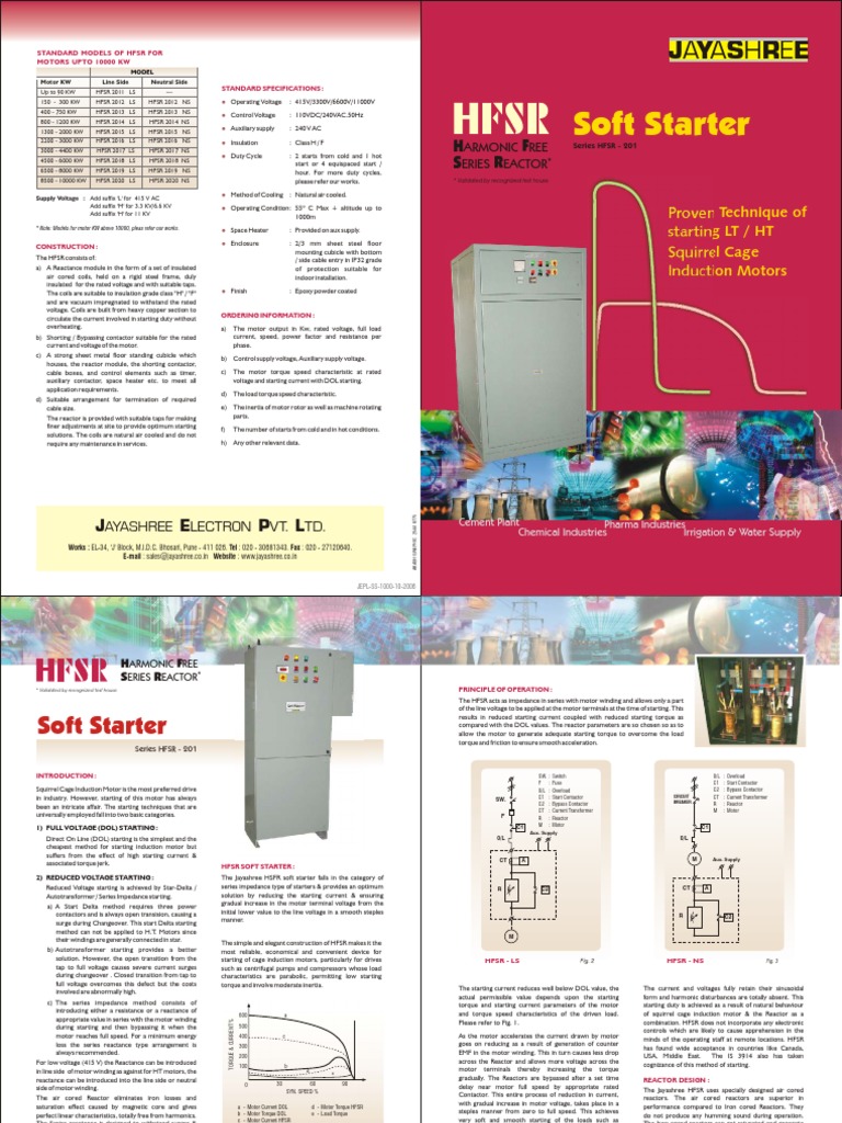 HFSR Soft Starter PDF Electric Motor Transformer