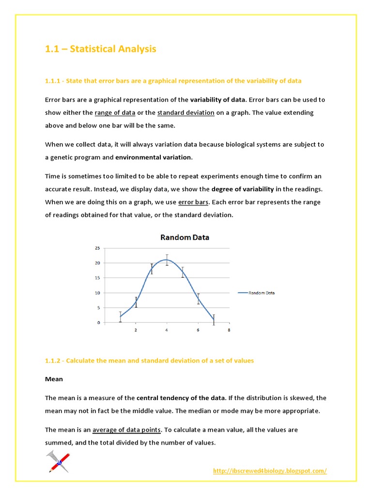 1.1 Statistical Analysis PDF PDF Arithmetic Mean Standard Deviation