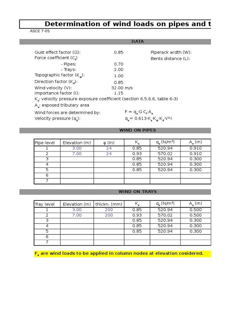 Wind Load Calculations for Pipes and Trays | PDF | Teaching Methods ...