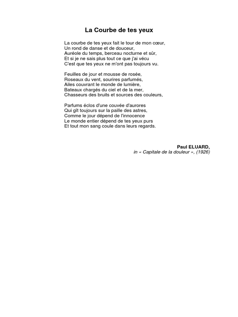 La Courbe de Tes Yeux Paul Eluard PDF
