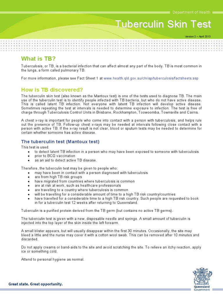 TB Skin Test | PDF | Tuberculosis | Clinical Medicine