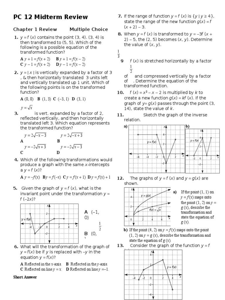 Transformations and Graph Analysis Review | PDF | Sine | Trigonometric ...