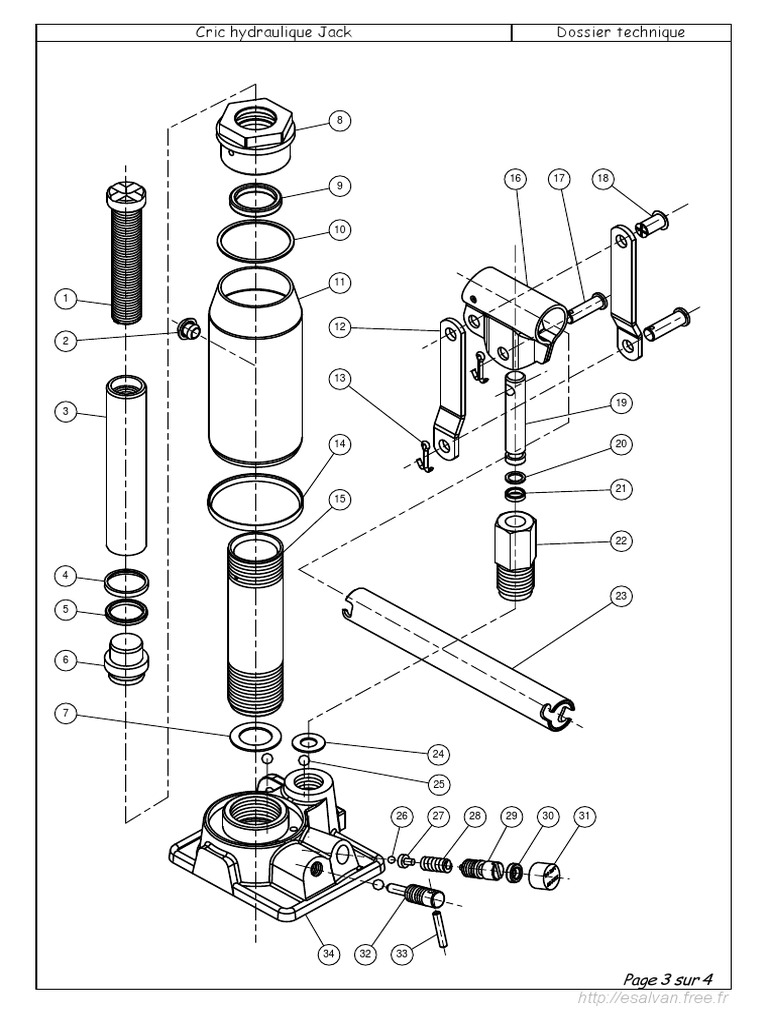 Vue Eclatee Cric Hydraulique Roulant