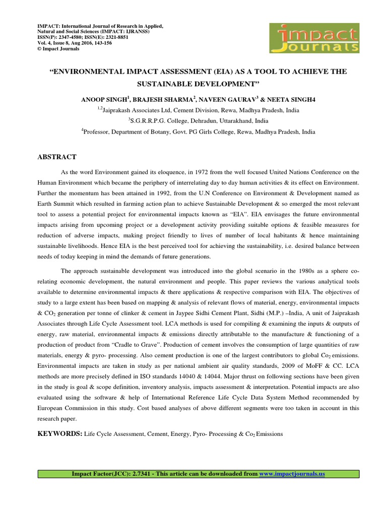 EIA for Sustainable Development in Ethiopia | PDF | Life Cycle ...