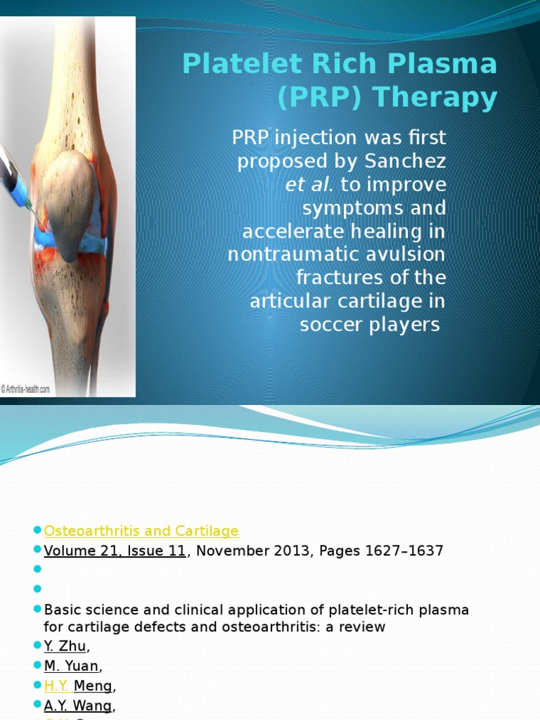 PRP Therapy for Osteoarthritis Treatment | PDF | Platelet | Osteoarthritis