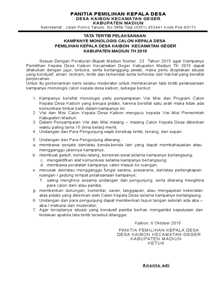 Tatib Penyampaian Visi Misi