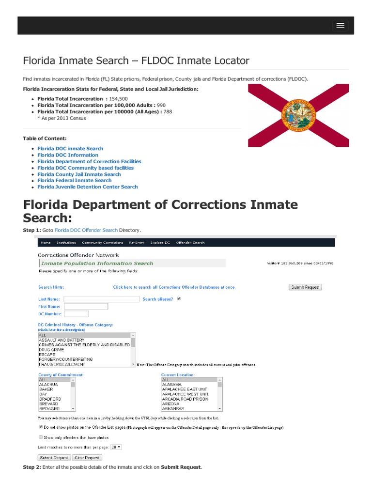 Florida Inmate Locator Guide | PDF | Politics | Law