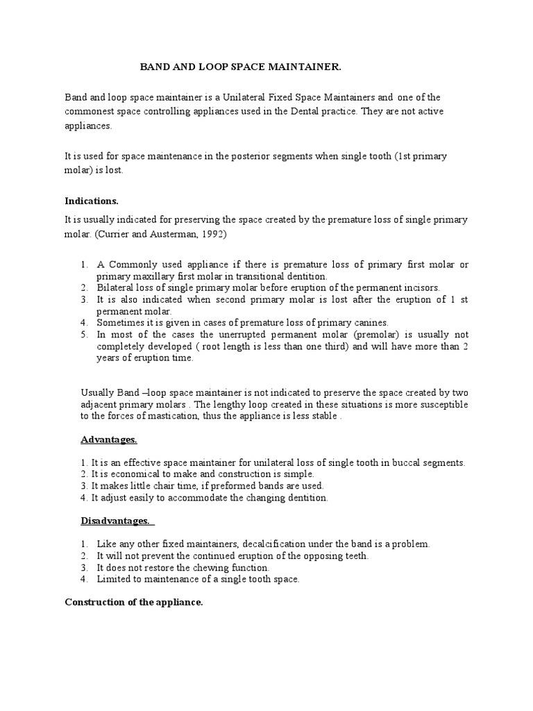 Band and Loop Space Maintainer Download Free PDF Mouth Dentistry