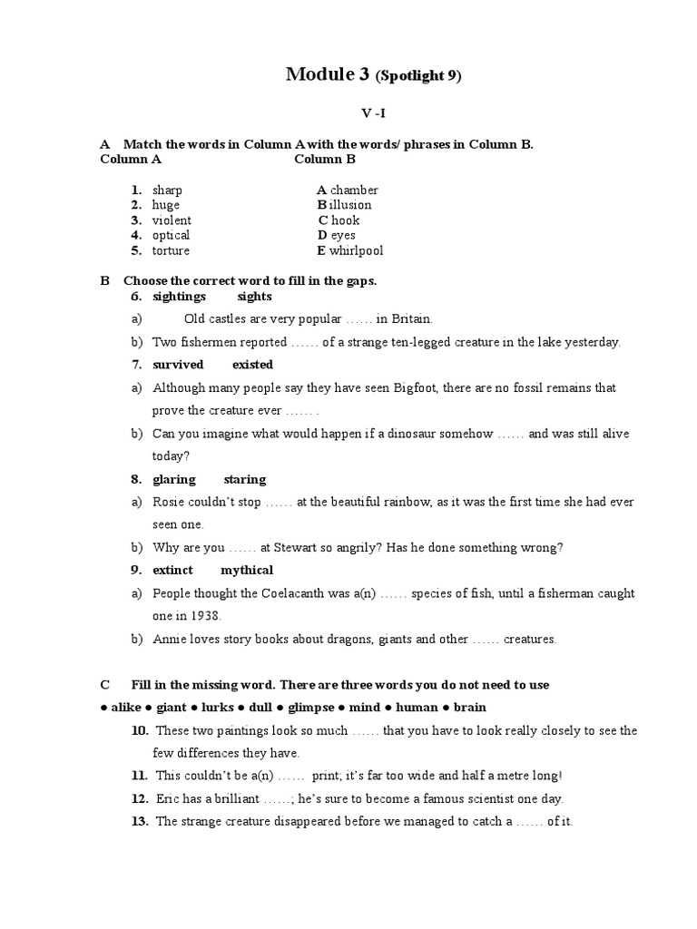 test module 3 spotlight 9