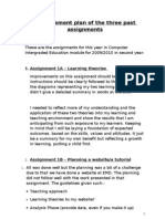 Improvement Plan of The Three Past Assignments