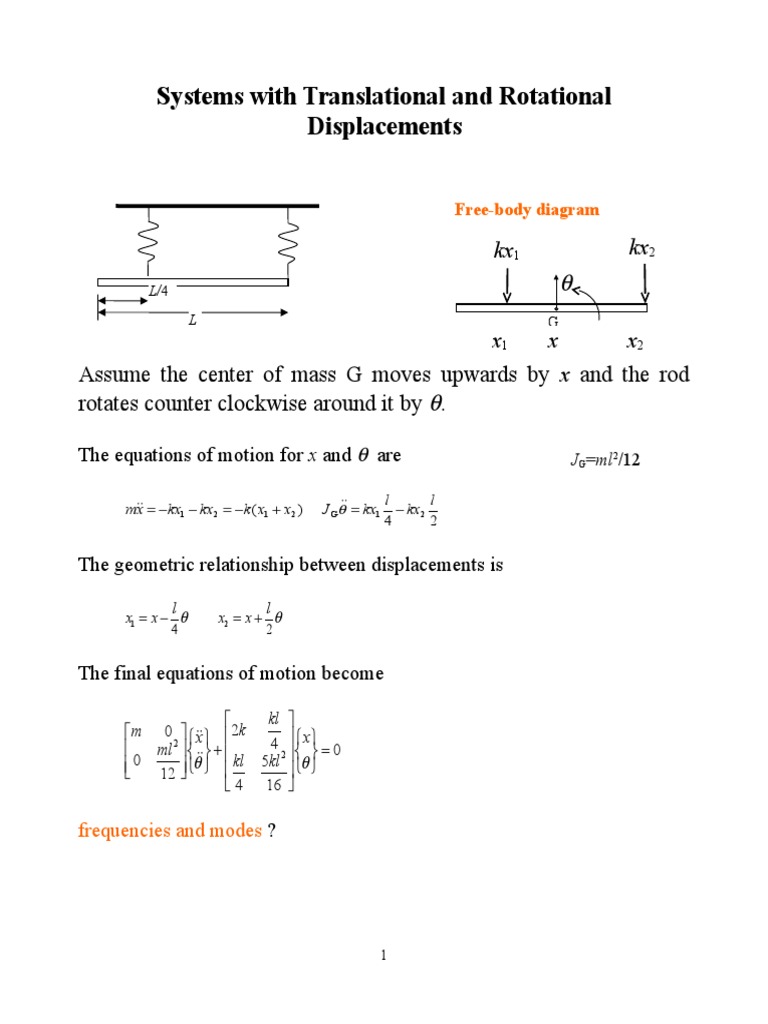 Systems With Translational and Rotational Displacements | PDF ...