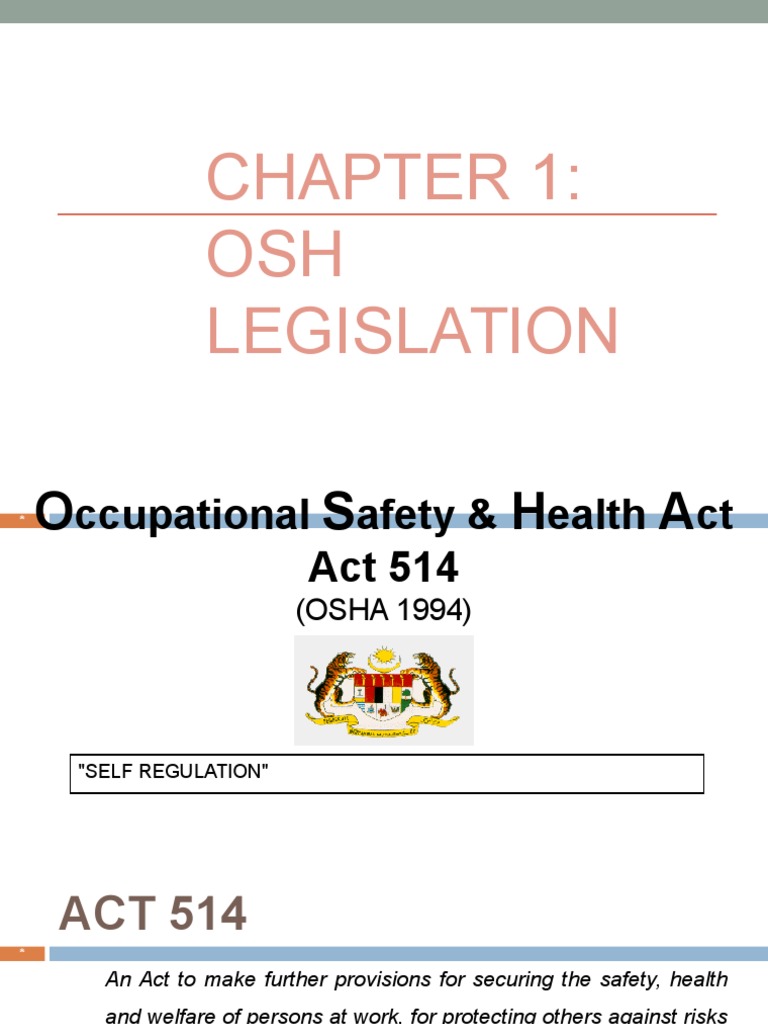 OSHA 1994 Chapter Summary | PDF | Occupational Safety And Health ...