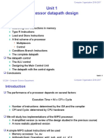 Unit 1 Processor Datapath Design: o o o o