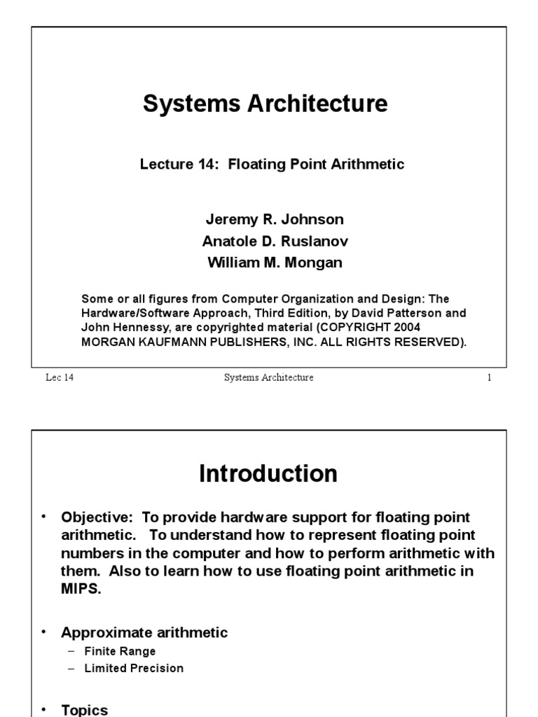 System Architecture | PDF | Computer Engineering | Arithmetic