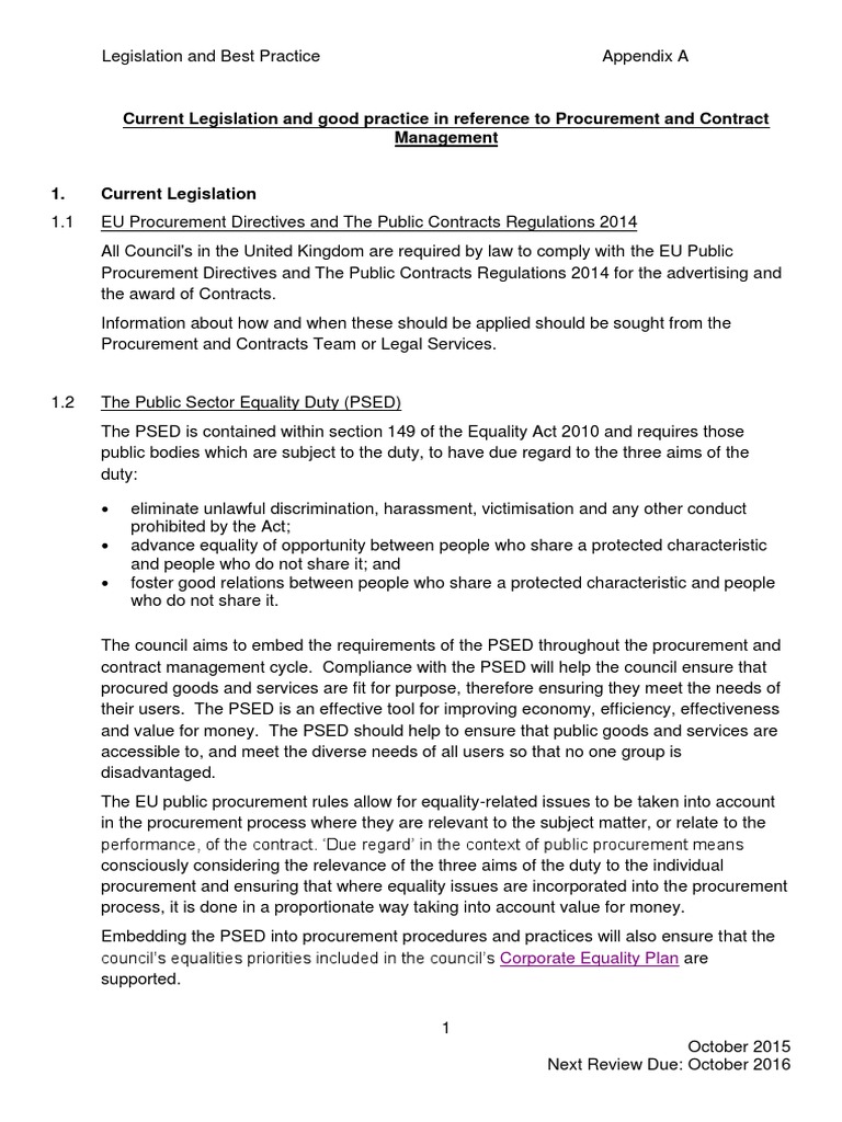 Appendix A Current Legislation And Good Practice - 