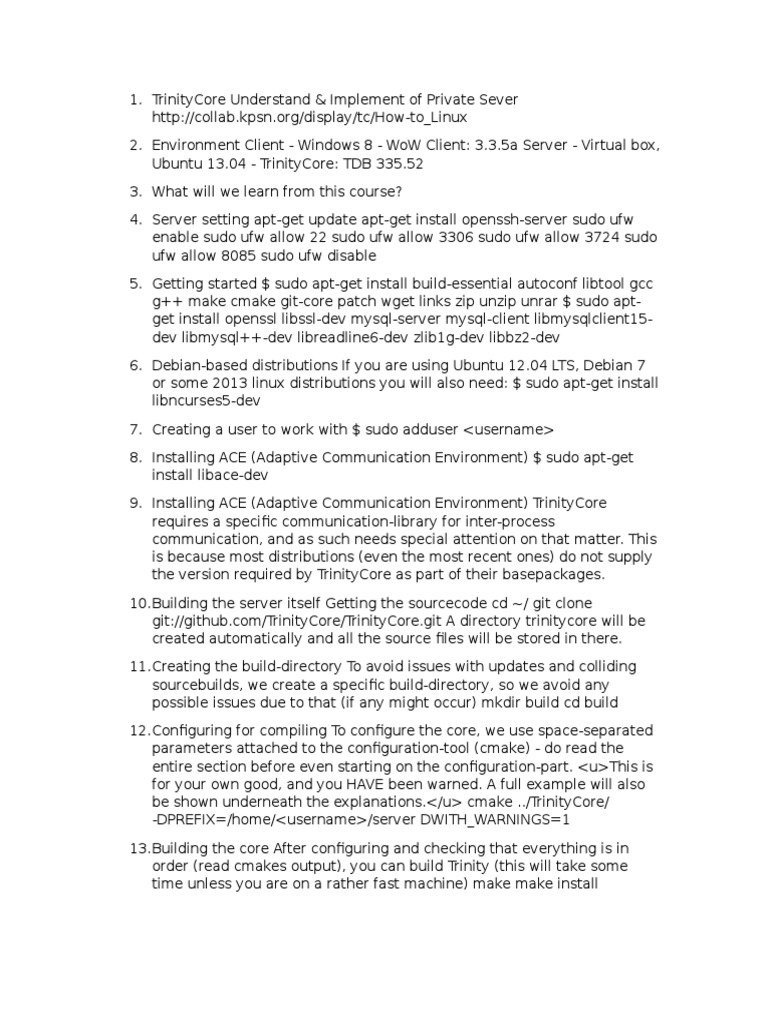 TrinityCore Setup Guide for WoW 3.3.5a | PDF | Advanced Packaging Tool ...
