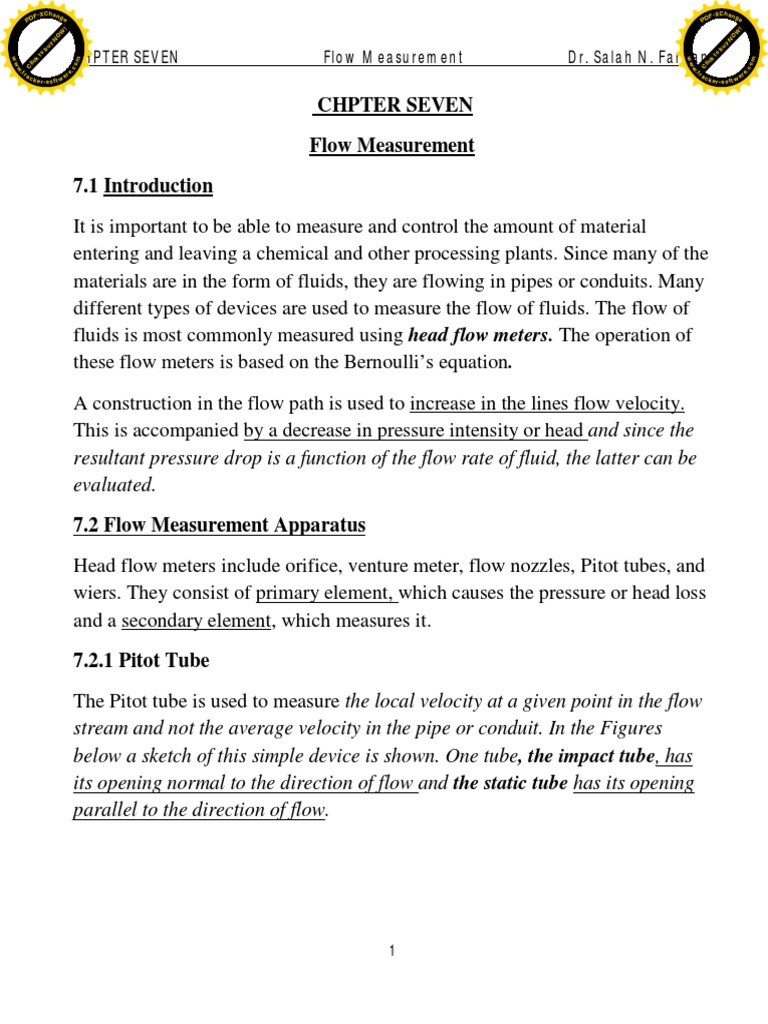 Venturi Meter Flow Measurement Guide | PDF | Pressure Measurement ...