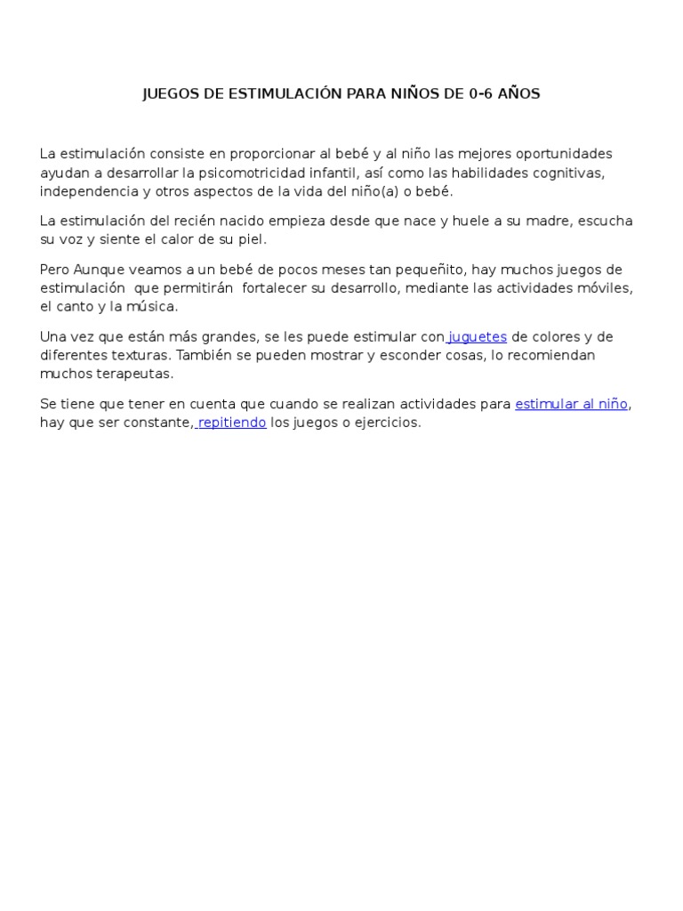 Juegos de Estimulación para Niños de 0 | PDF | Juguetes