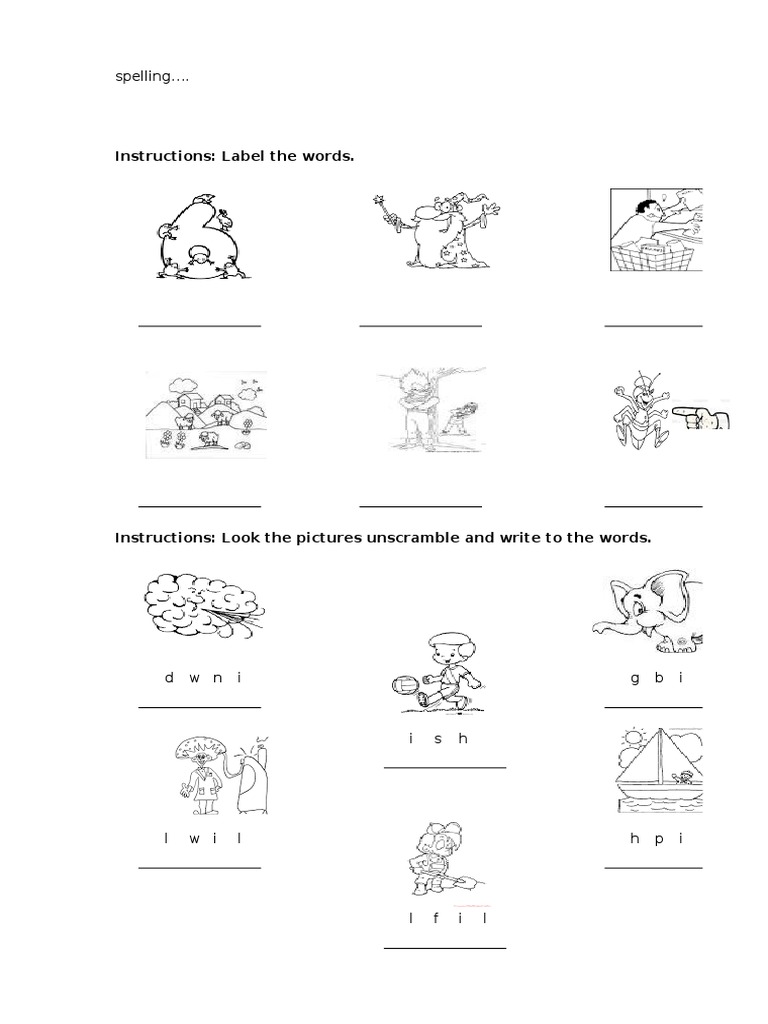 Instructions Label The Words. Spelling PDF
