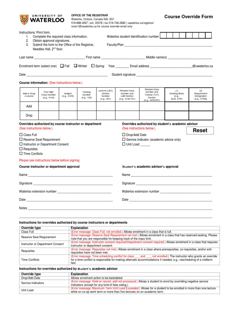 Course Override | PDF | Academic Term | Further Education