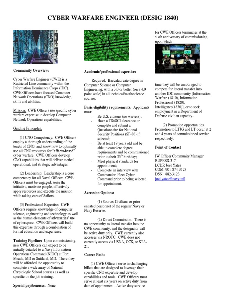 Navy Cyber Warfare Engineer Overview | PDF | Officer (Armed Forces ...