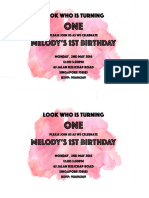 Melody 1 ST Birthday Card