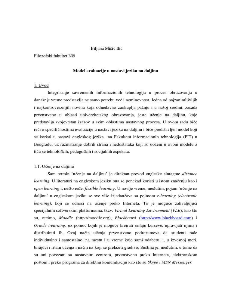 Evaluacija U Nastavi Jezika Na Daljinu | PDF