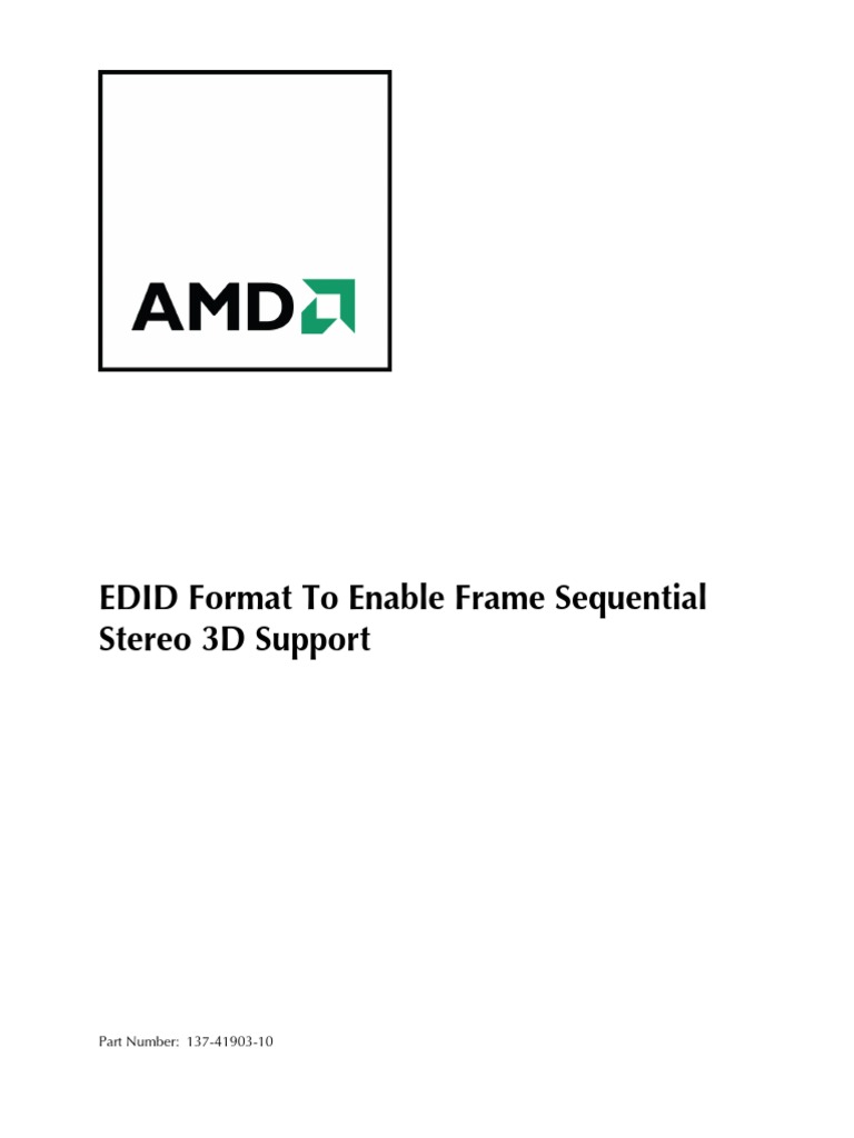 EDID Format To Enable Frame Sequential Stereo 3D S PDF Stereoscopy