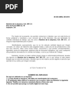 Carta de Renuncia o Retiro Voluntario