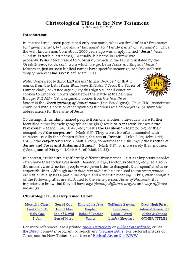 Titles of Jesus in the New Testament | PDF | Gospel Of Mark ...