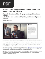 'Escola Livre' é Publicada No Diário Oficial e Lei Passa a Valer Em Alagoas