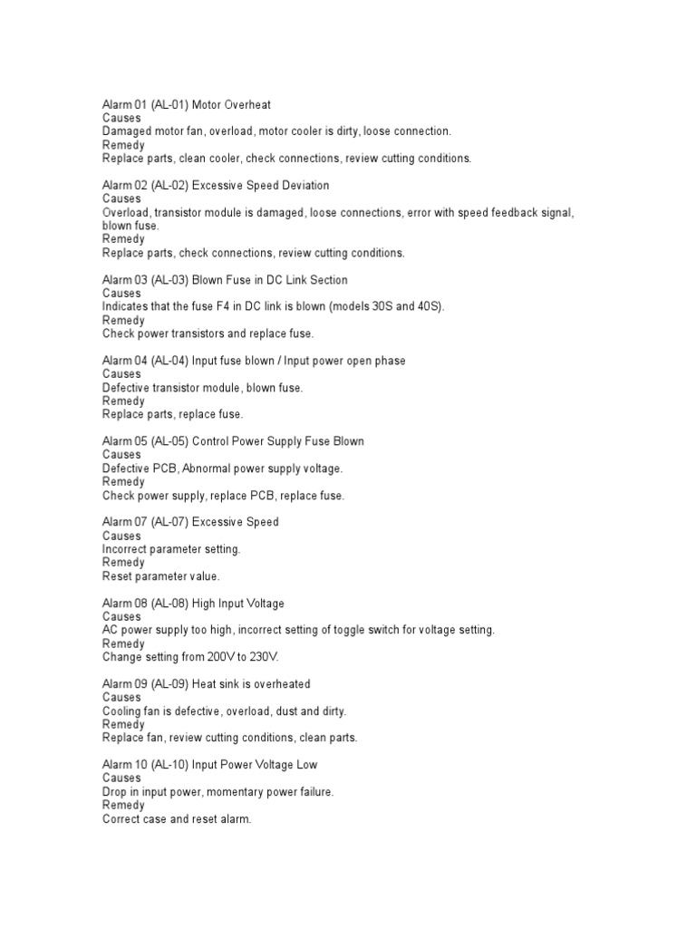Guide to Common CNC Machine Alarms: Causes and Remedies | PDF | Power ...