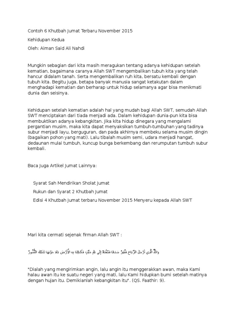 Khutbah Jumat Tentang Kematian