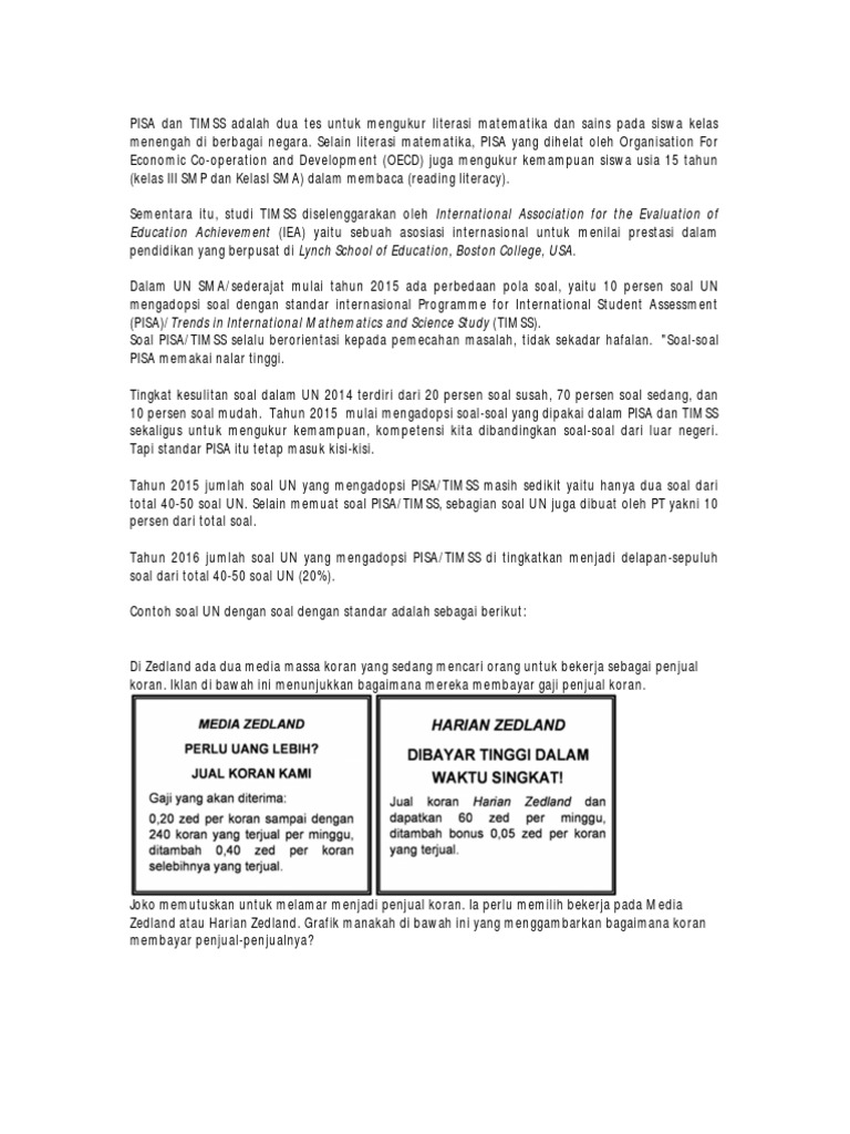 Contoh Soal Pisa Bahasa Indonesia Smp Guru Paud