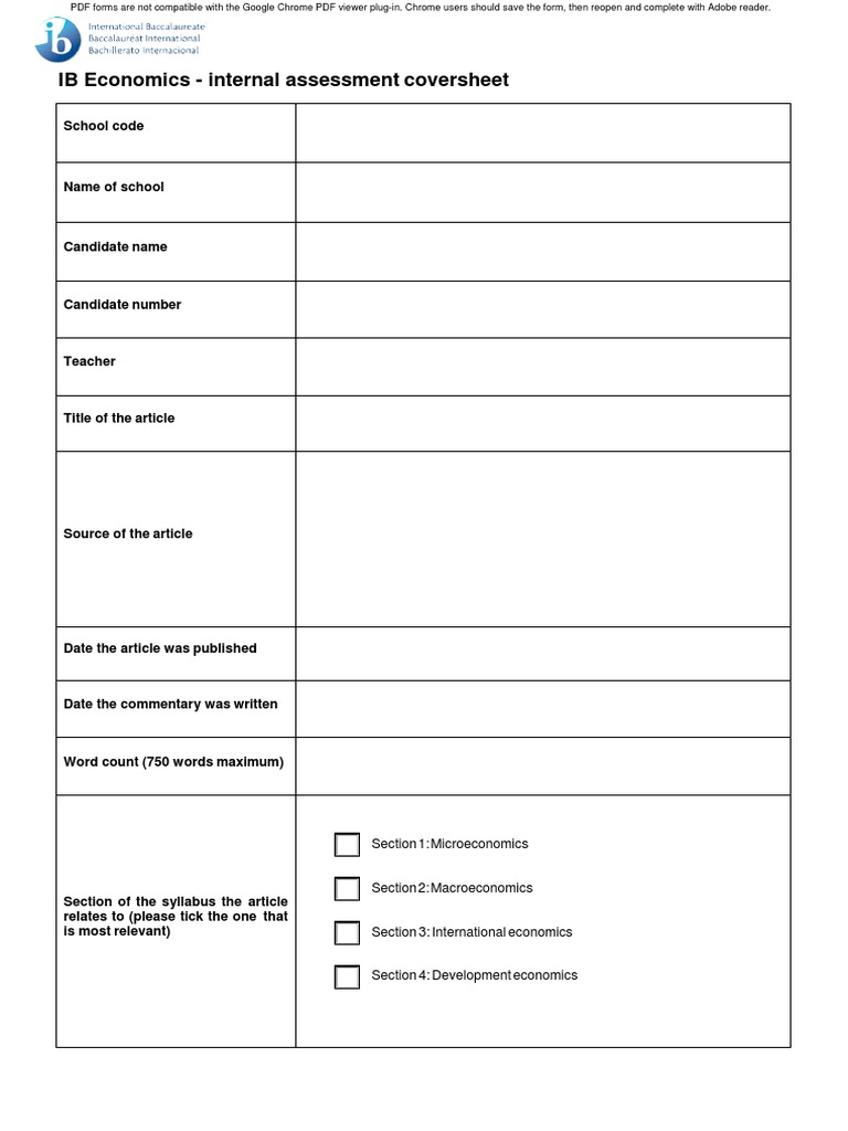 IB Economics Internal Assessment Guide | PDF