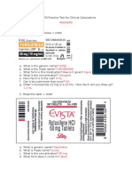 Practice Test For Clinical Calculations - An