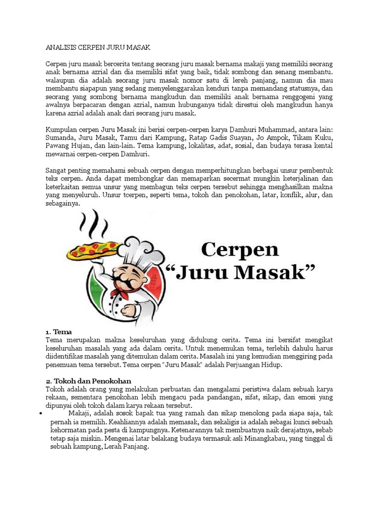 Unsur Intrinsik Cerpen Juru Masak Docx