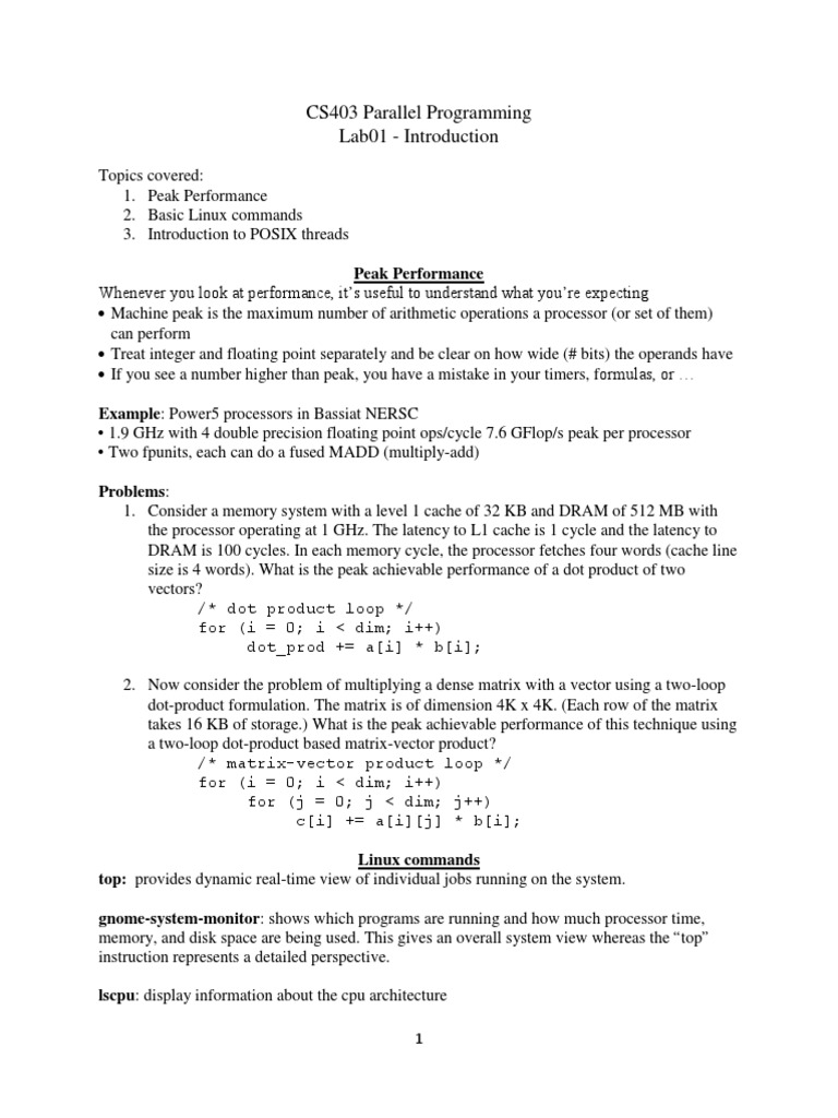 Parallel Programming Lab: POSIX Threads | PDF | Computers