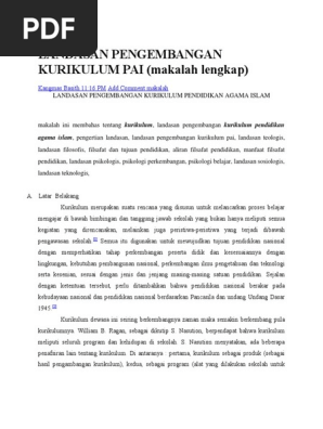 Landasan Pengembangan Kurikulum Pai
