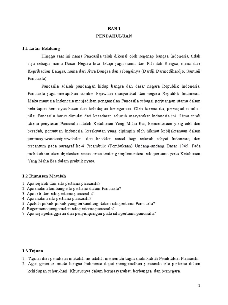 Makalah Pancasila Sila Pertama