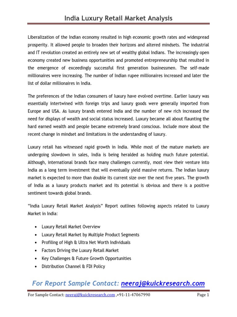 India Luxury Retail Market Analysis | PDF | Luxury Goods | Market Analysis