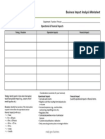 Business ImpactAnalysis Worksheet 2014